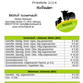 Preisliste Hofladen